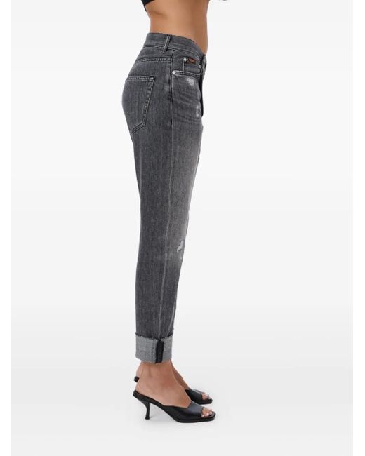 No44 Crossover Gerafelde Jeans in het Gray
