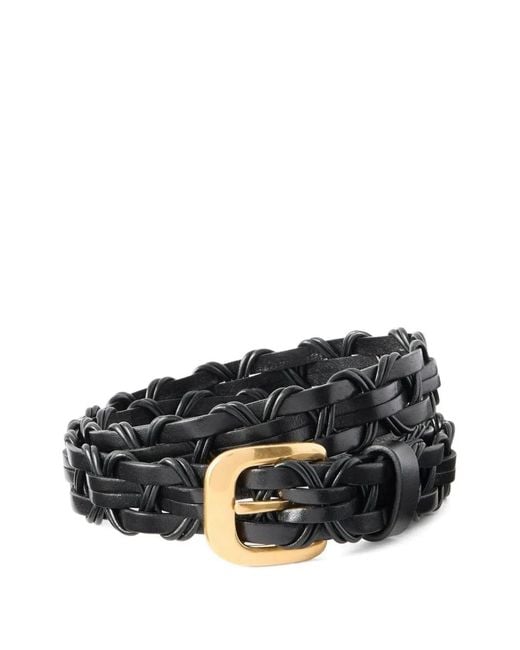 The Row Black Braided Leather Belt