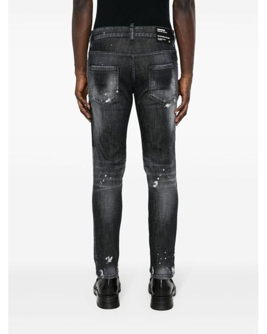 Jeans slim a vita media di DSquared² in Black da Uomo