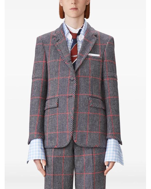 Thom Browne Gray Hunting Tweed Armband Checked Blazer