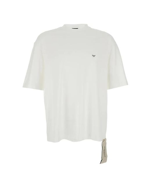 Emporio Armani White Logo-Patch Short-Sleeve T-Shirt for men