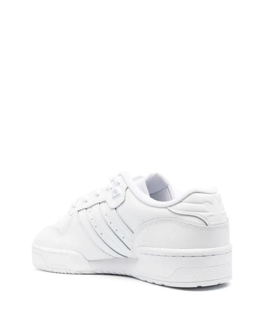 Adidas White Rivalry Logo-Patch Low-Top Sneakers for men