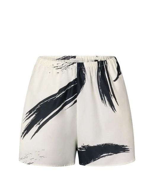 Loulou de Saison White Nilo Elasticated Printed Shorts