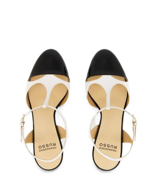 Francesco Russo White T-Bar Patent-Finish Pumps