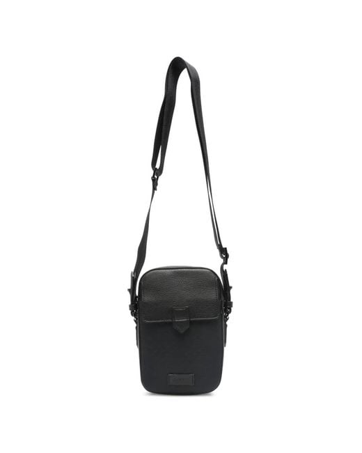 Canali Gemusterte Kuriertasche in Black für Herren