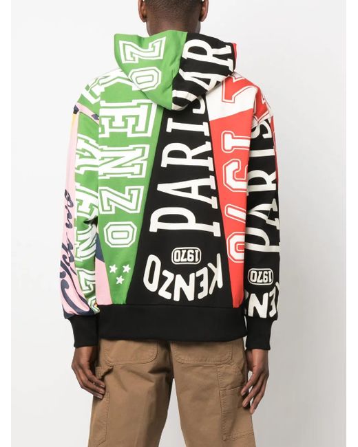 KENZO Green Multicolored Oversized Hoodie For for men
