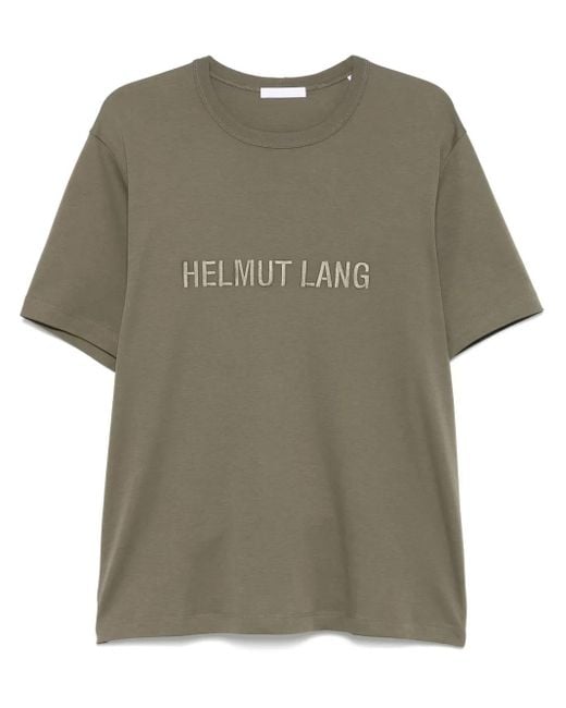 Helmut Lang Green Embroidered-Logo T-Shirt for men