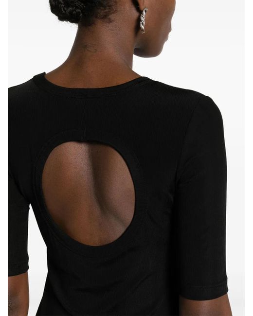 Fabiana Filippi Black Jersey T-Shirt With Unique Cut-Out Detail