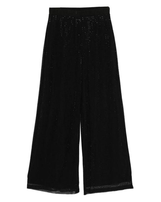 Marella Black Sequin-embellished Wide-leg Trousers