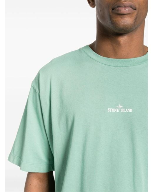Stone Island Green T-Shirt 'Scratched Paint One' Print for men