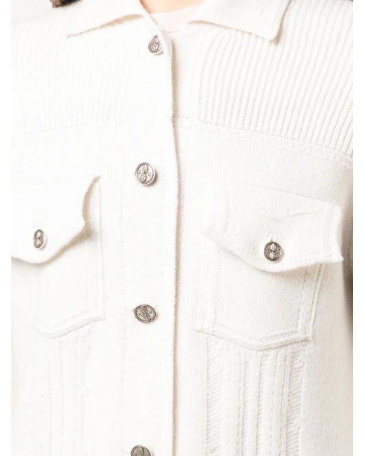 Barrie White Contrast-Stitch Knitted Jacket