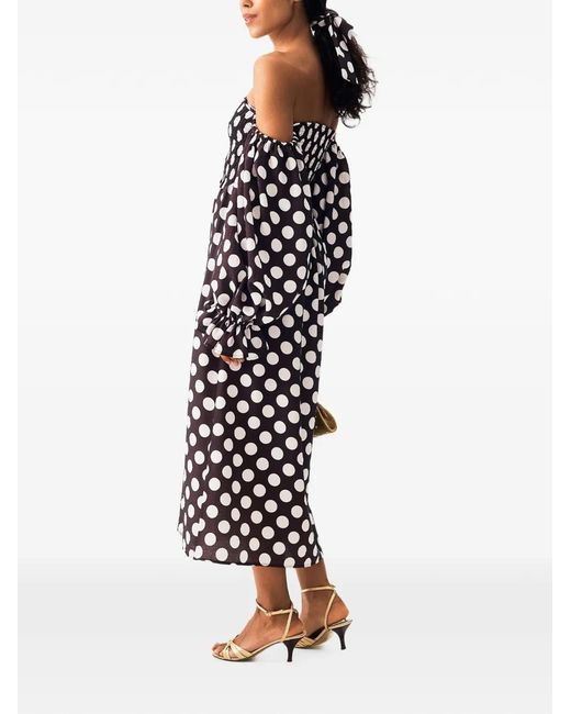 Sleeper Black Atlanta Polka-Dot Midi Dress