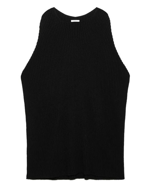 Maliparmi Black Ribbed-Knit Sleeveless Top