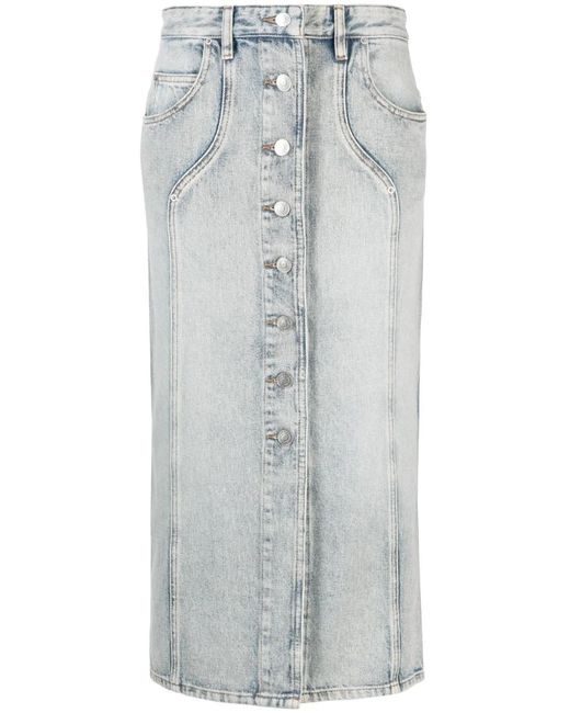 Isabel Marant Gray Light Cotton Vandy Midi Denim Skirt
