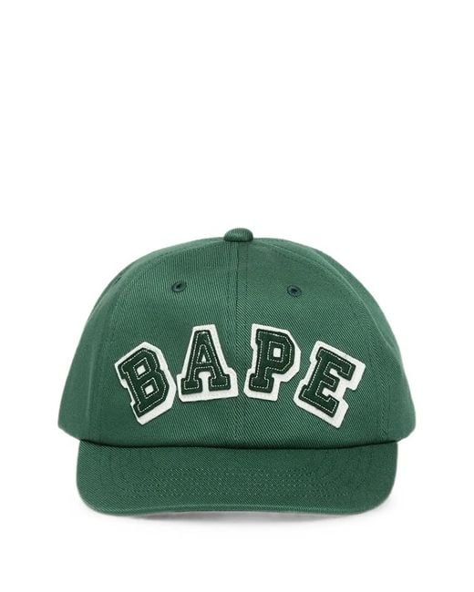 A Bathing Ape Green Patched-Panel Cotton Cap