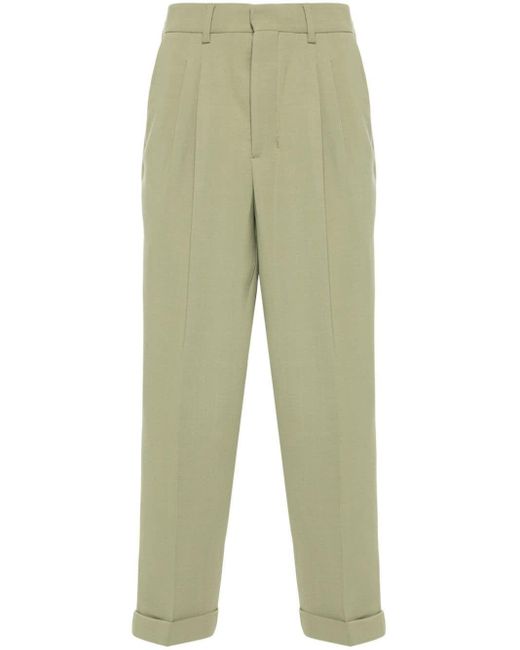 AMI Green Pleat-detail Tailored Trousers for men