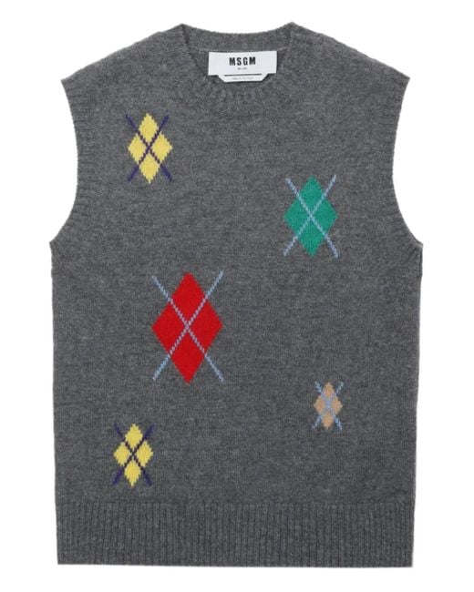 MSGM ダイヤパターン ノースリーブトップ Gray