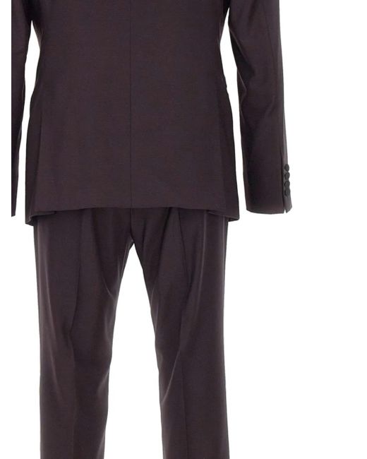 Emporio Armani Blue Peaked-Lapel Satin-Trimmed Suit for men