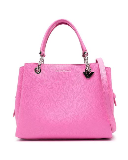Bolso shopper con charm del logo Emporio Armani de color Pink