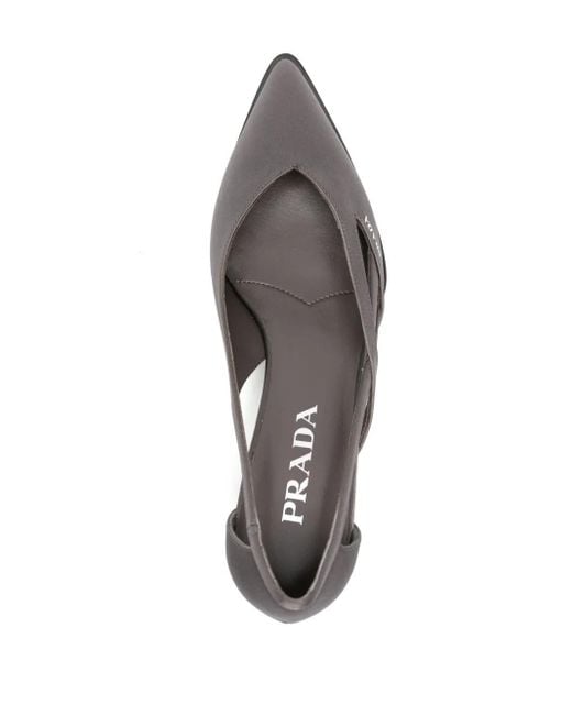 Prada Gray 60Mm Satin Cut-Out Pumps