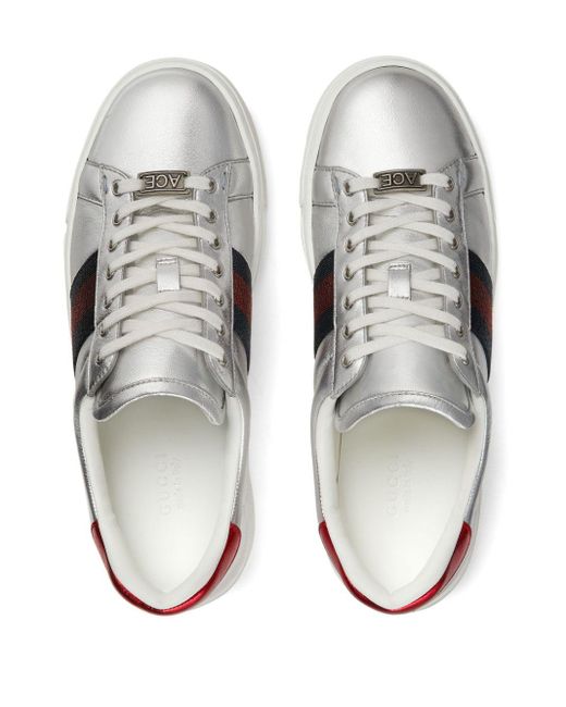 Gucci Ace Sneakers Met Webstreep in het White
