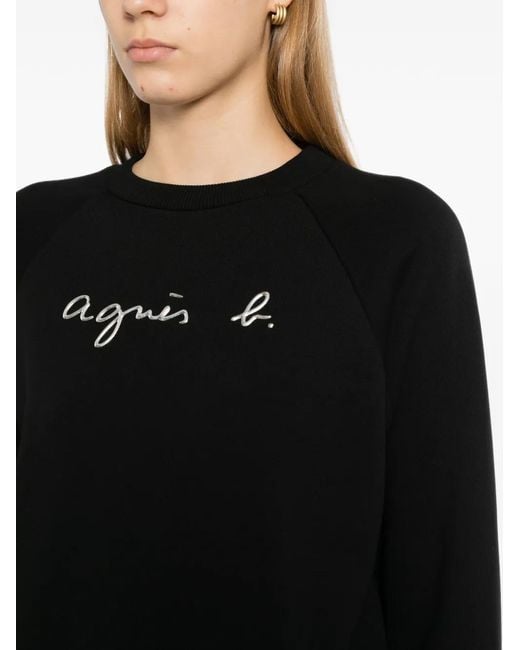 Agnes B. Black Logo-Print Sweater
