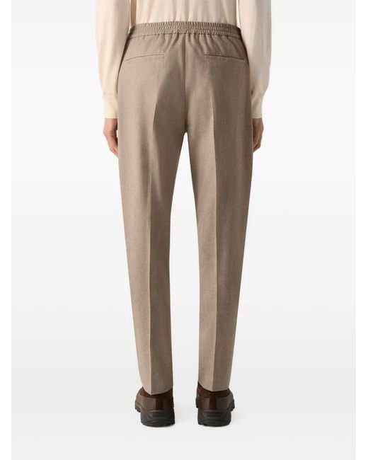 Zegna Natural Light Taupe Mélange Wool Silk And Cashmere Pants for men