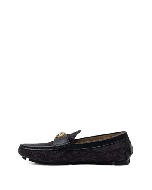 Versace Black Loafers With 'Barocco' Pattern for men