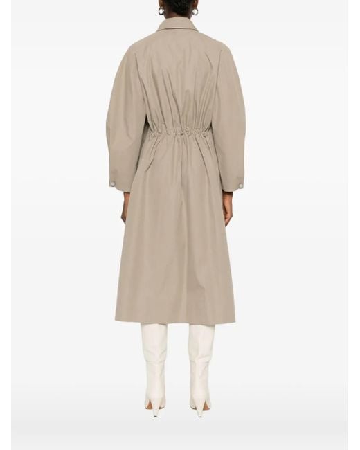 Fabiana Filippi Natural Button-Fastening Raglan-Sleeve Coat