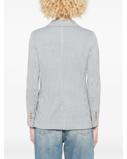 Circolo 1901 Blue Blazer Rayé À Boutonnière Croisée
