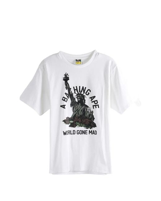 A Bathing Ape White T-Shirt Statue Of Liberty À Imprimé Graphique for men
