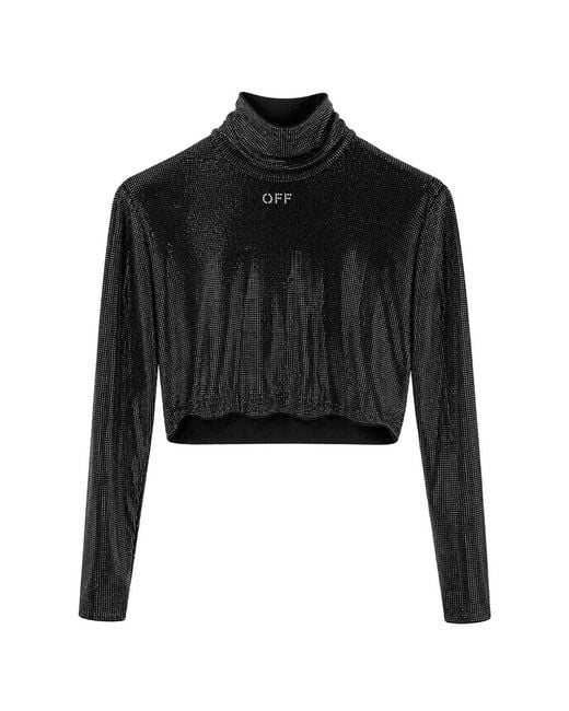 Off-White c/o Virgil Abloh Black Bling Sec Skin Embellished Cropped Top