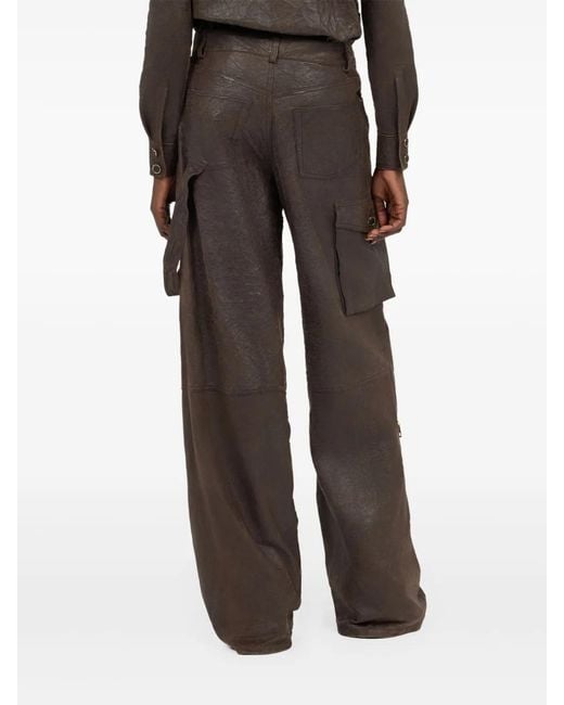 Roberto Cavalli Black Cargohose Aus Leder