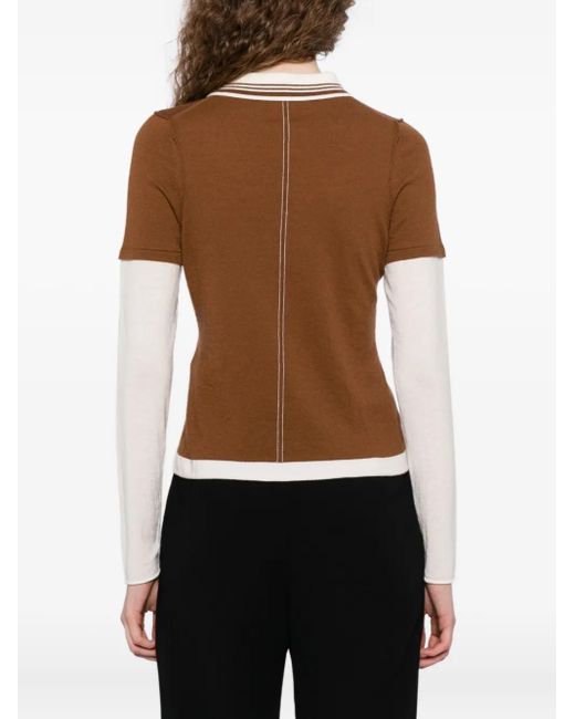 CUDDLEUP Brown Long-Sleeve Polo Top