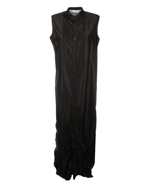 OMBRA MILANO Black Sleeveless Button-Fastening Shirt Dress