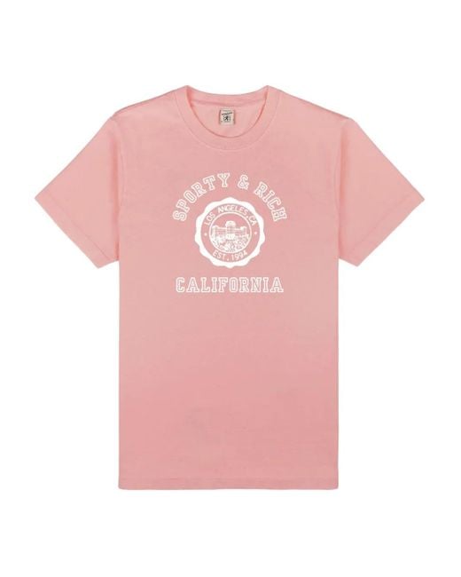 Sporty Rich Women's Pink Graphic-Print T-Shirt