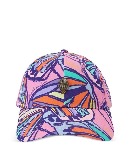 Kurt Geiger White Kensington Eagle-Plaque Butterfly-Print Cap