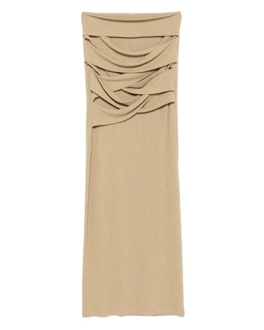 Nanushka Natural Draped-Panel Maxi Skirt