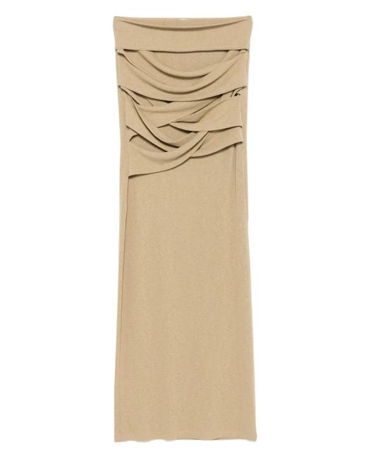Nanushka Natural Draped-Panel Maxi Skirt