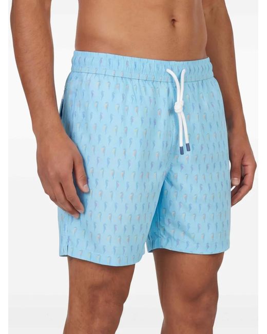 Fedeli Blue Short De Bain À Imprimé Graphique for men