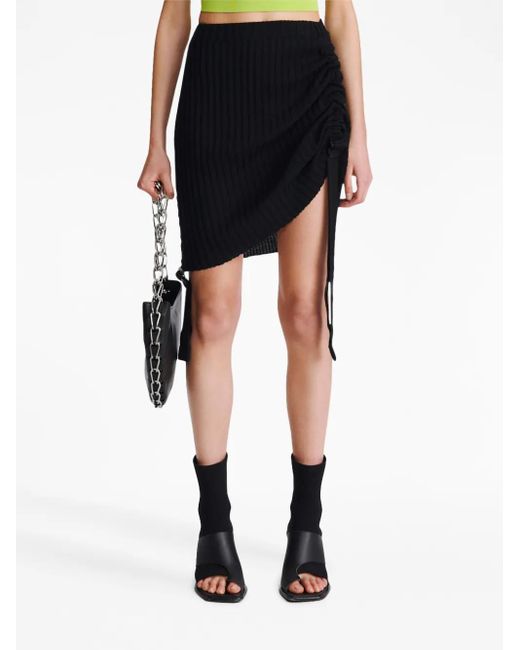 Dion Lee Black Gathered Ribbed-Knit Miniskirt