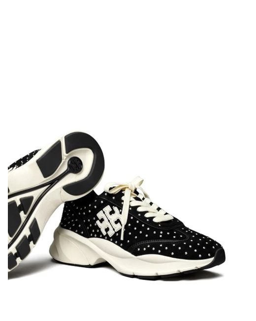 Tory Burch Black Good Luck Studded Trainer