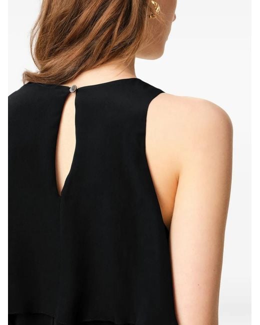 AMI Black Blended Silk Long Dress With Ruffles