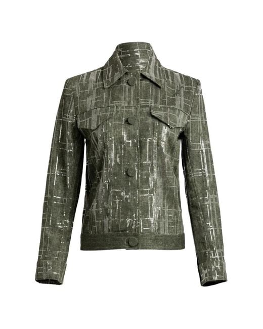 Silvia Tcherassi Green Lesath Sequin-Embellished Cropped Jacket