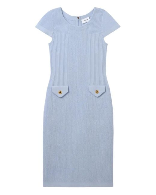 St. John Blue Flatback Ribbed Dress