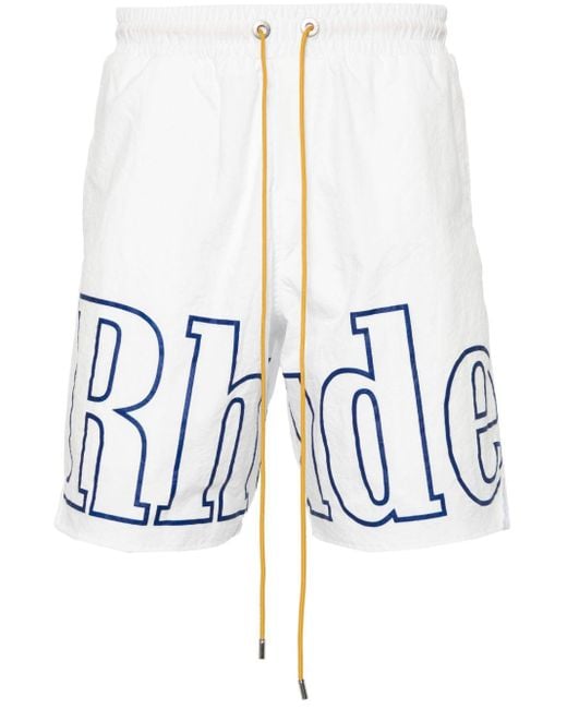Shorts sportivi con stampa di Rhude in White da Uomo