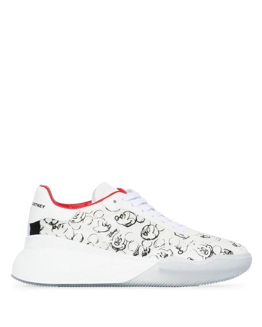 Stella McCartney White Loop Mickey Mouse-Print Sneakers