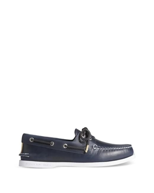 Sperry Top-Sider Blue Lace-Up Leather Boat Shoes for men