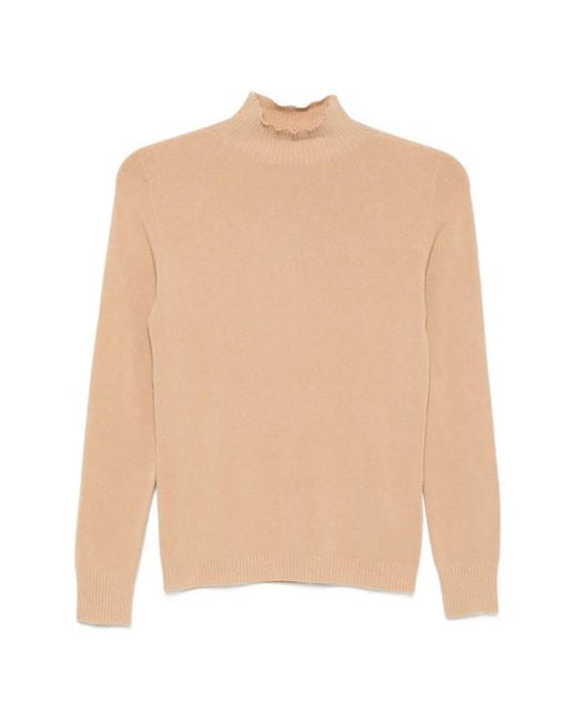 ERMANNO FIRENZE Natural High-Neck Rib-Trimmed Sweater