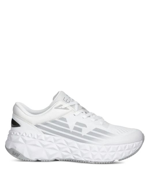EA7 White Logo-Detail Sneakers